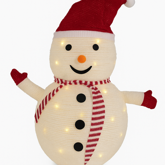 Goldline-Schneemann mit Beleuchtung 30 LED 68cm rot-weiß Indoor & Outdoor