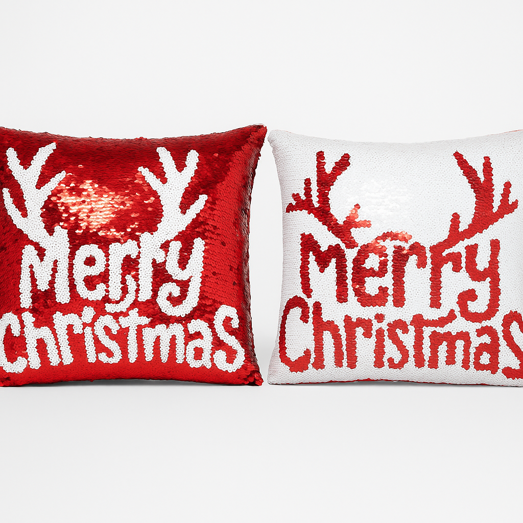 Goldline- Weihnachts Kissen mit Pailletten rot-weiß 40cmx40cm