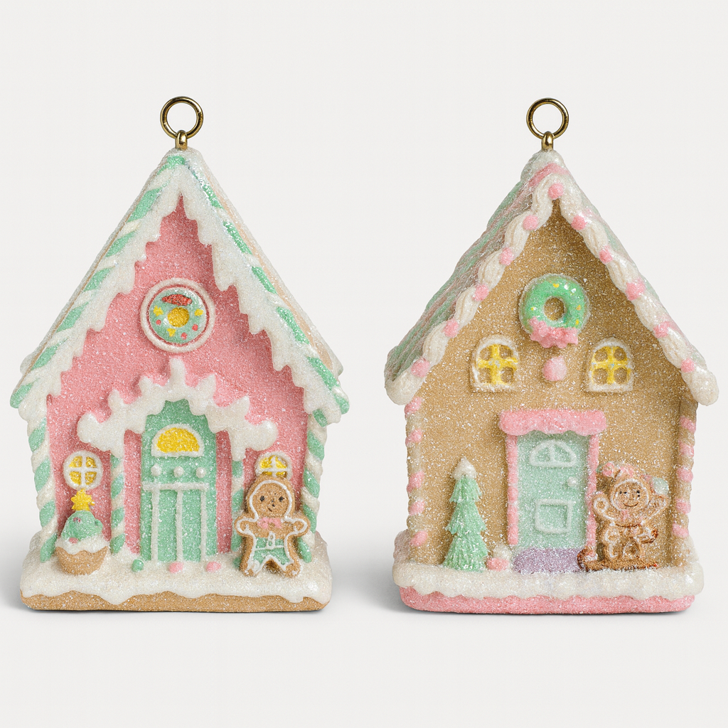Goldline- Candy Pastell 2er set Häuschen Anhänger 7cm x 5,5cm x 9cm