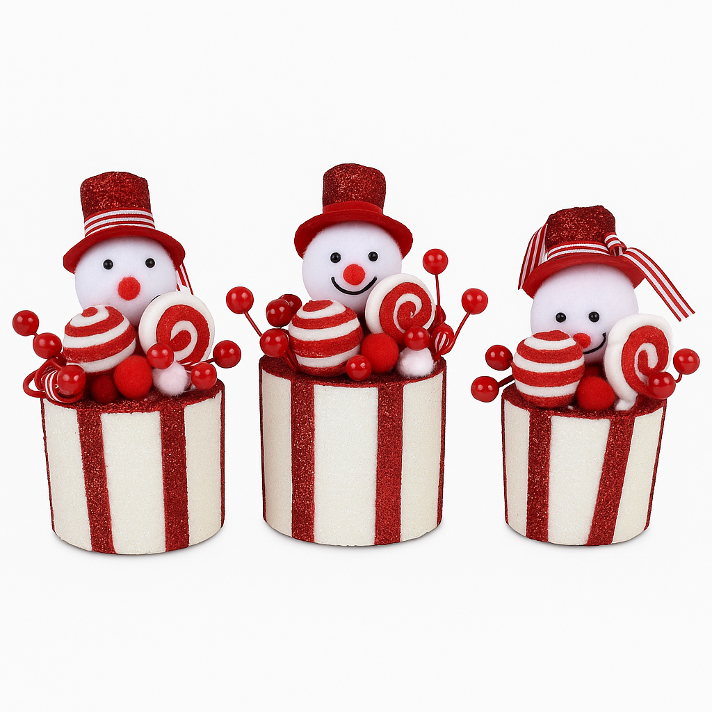 Goldline- Weihnachts Candy Schneemann Anhänger 3er set 15cm, 18cm, 20cm