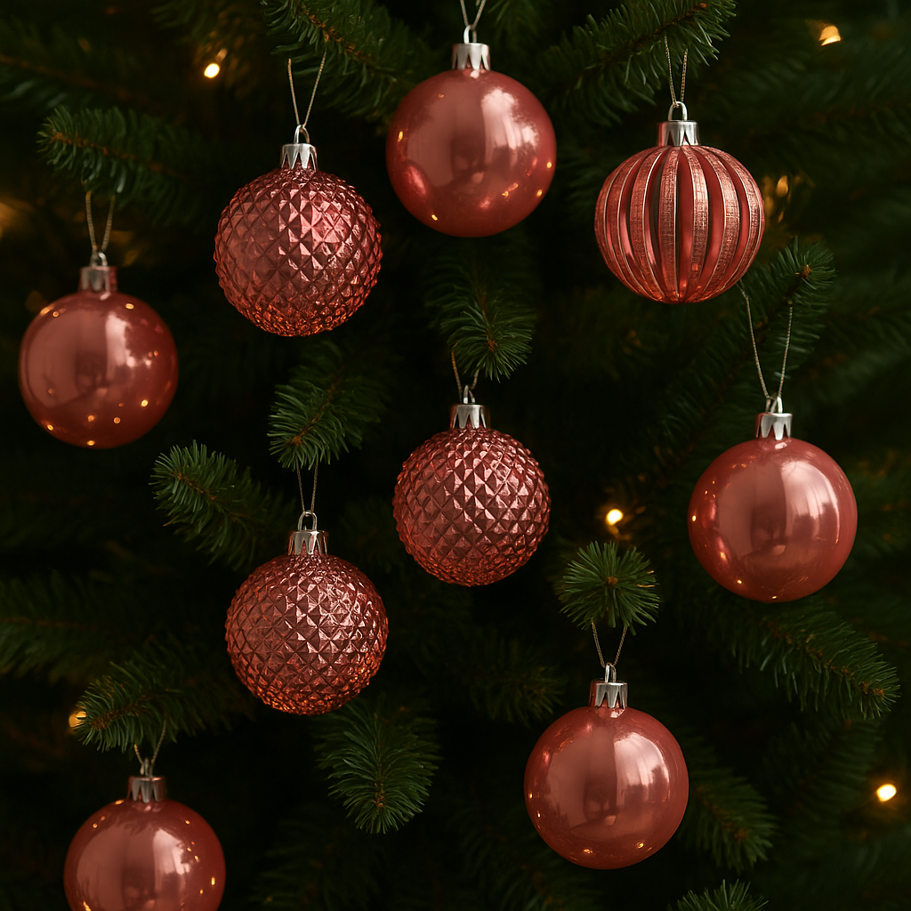Goldline- Weihnachtskugeln rosa 8er Set 10cm