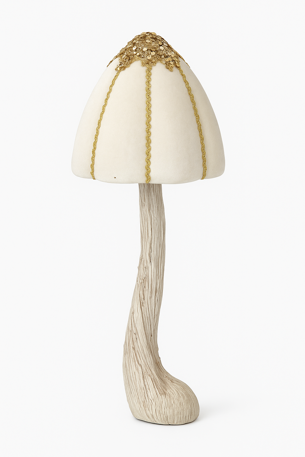 Goldline- Deko Pilz Samt weiß mit goldenem Glitzer 15cm x 40cm