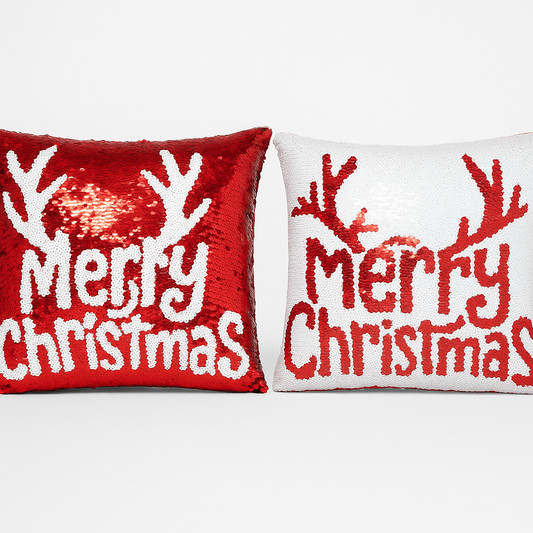Goldline- Weihnachts Kissen mit Pailletten rot-weiß 40cmx40cm