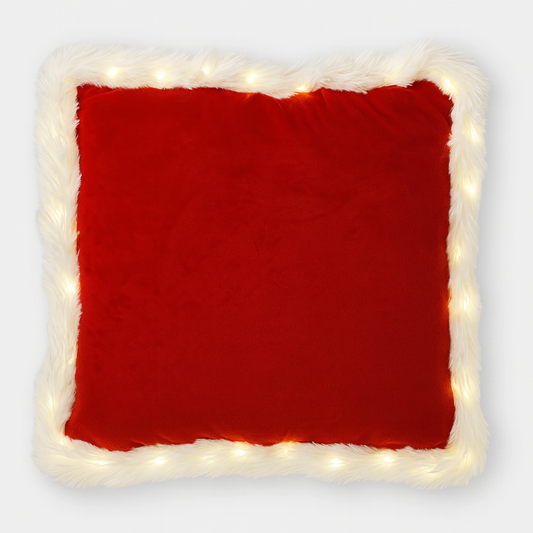 Goldline- Weihnachts LED Samt Kissen rot-weiß 40cmx40cm