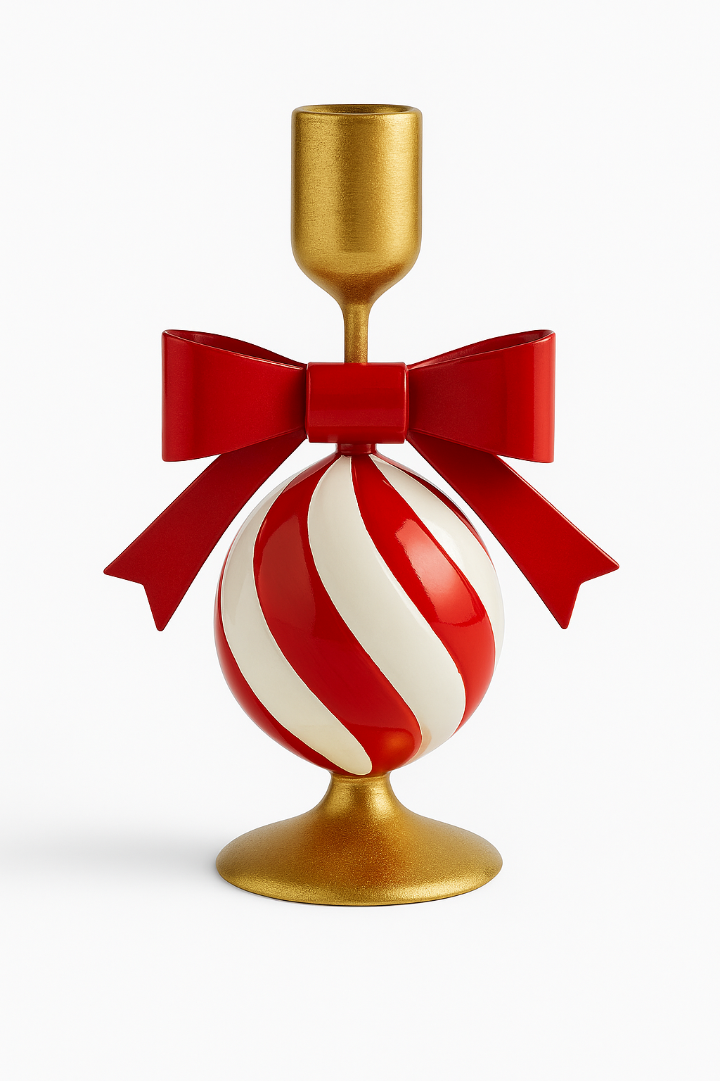 Goldline- Weihnachts Candy Kerzenhalter mit Schleife, rot-weiß-gold in verschiedenen Größen