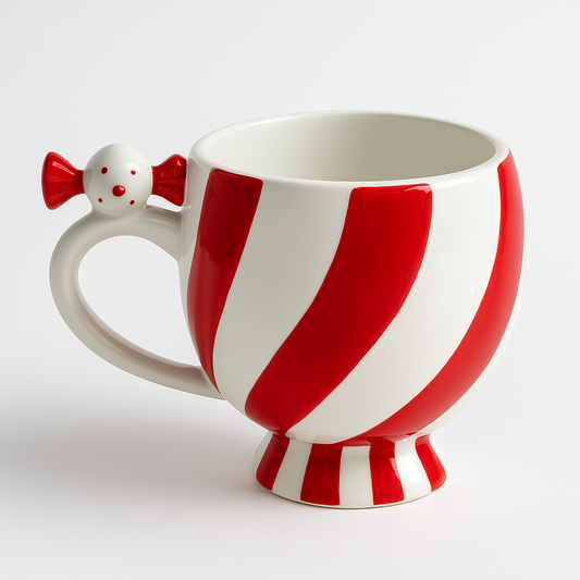 Goldline- Candy Tasse in rot-weiß aus Keramik, 13cm x 9cm x 10cm