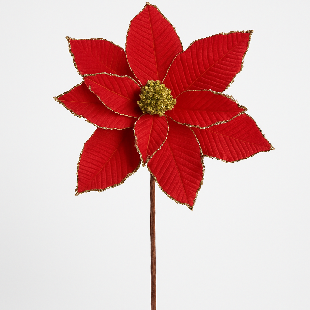 Goldline- XXL Weihnachtsstern Blume rot Gold mit Stiel 80cm x 60 cm