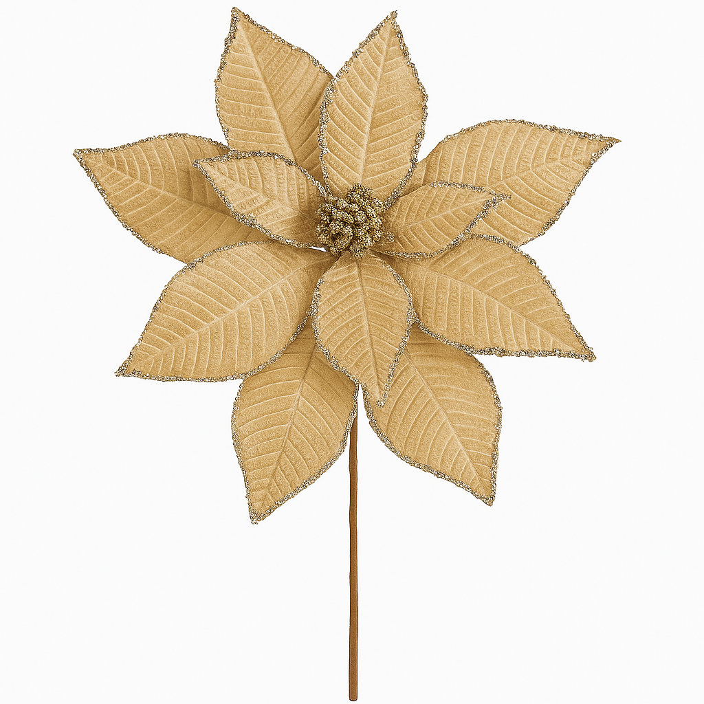 Goldline- XXL Blume beige Gold mit Stiel 80cm x 60 cm