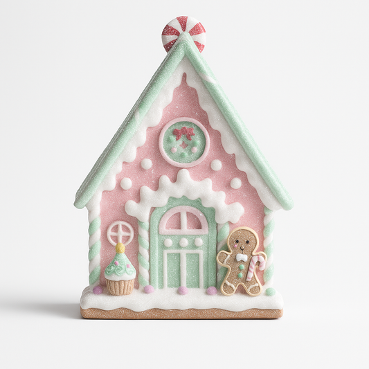 Goldline- Candy Pastell Leckuchenhaus mit Glitzer 12cm x 10cm x 16cm