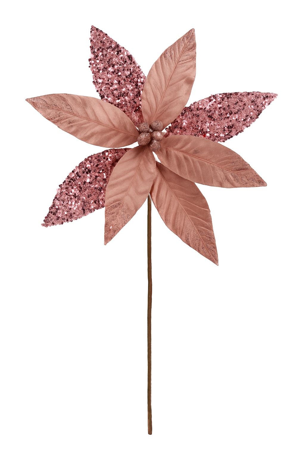 Goldline- Weihnachtsstern Blume rosa mit glitzer 40cm