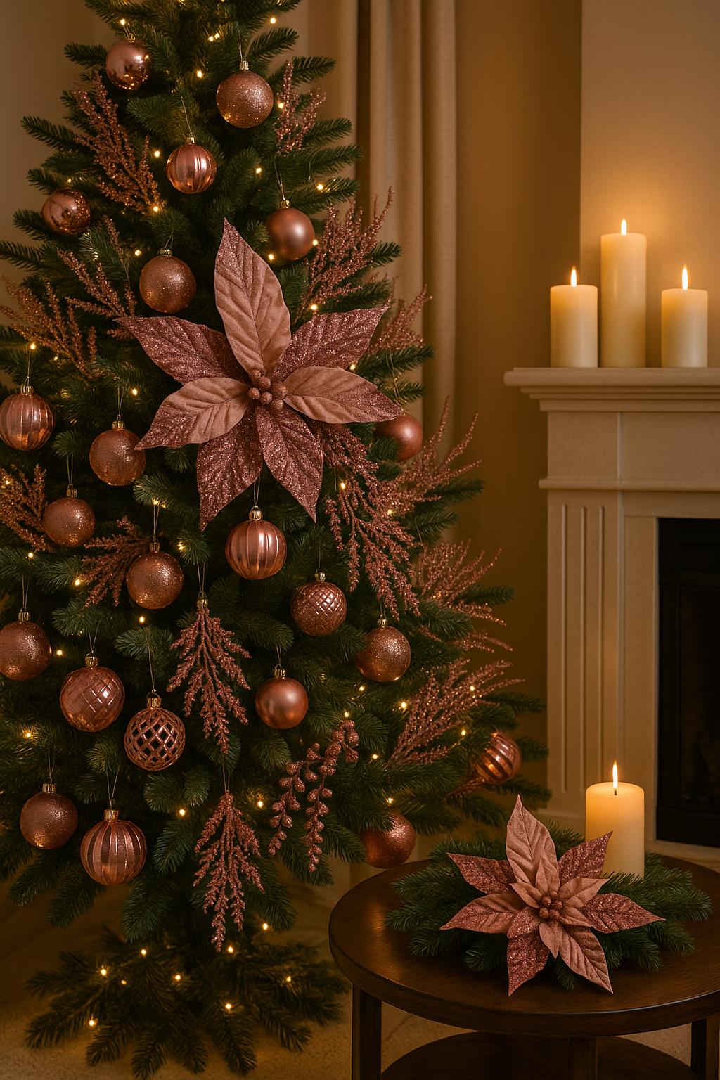 Goldline- Weihnachtsstern Blume rosa mit glitzer 40cm