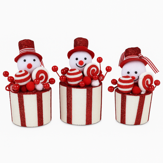 Goldline- Weihnachts Candy Schneemann Anhänger 3er set 15cm, 18cm, 20cm