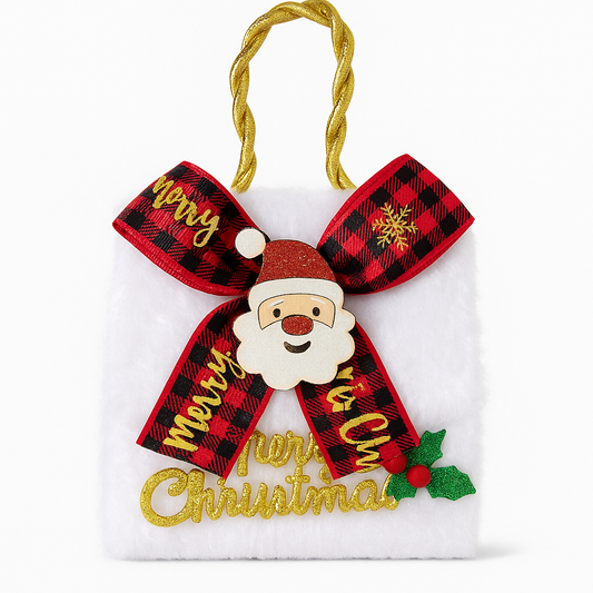 Goldline-Weihnachts Geschenkbox Fell Tasche weiß rot gold