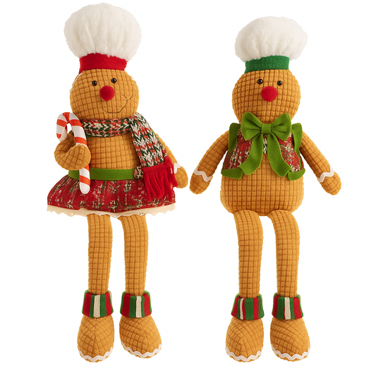 Goldline- Weihnachtslebkuchen Stoff Figuren 2er Set 58cm