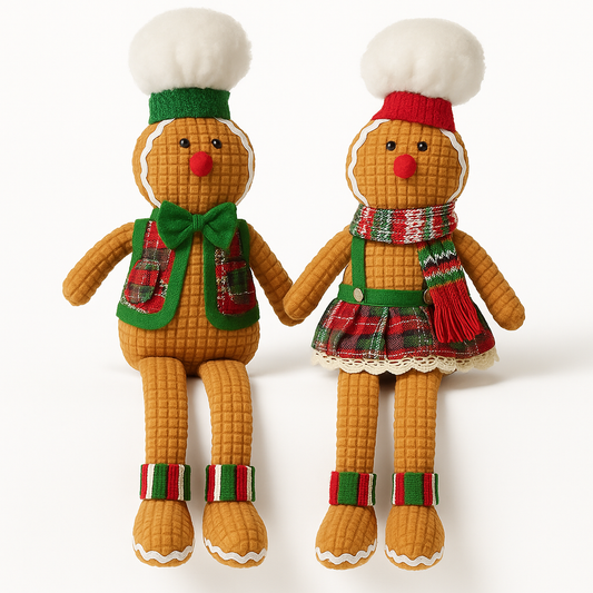 Goldline- Weihnachtslebkuchen Stoff Figuren 2er Set 33cm