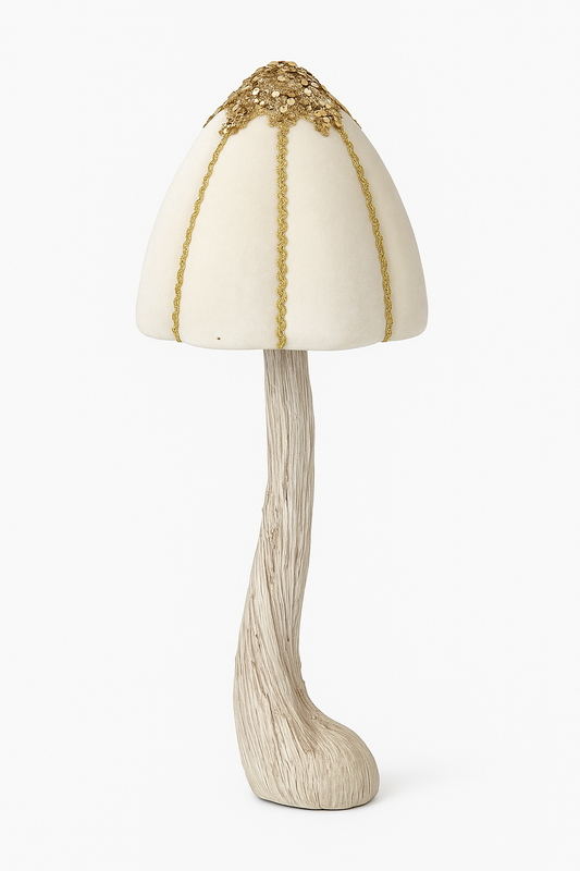 Goldline- Deko Pilz Samt weiß mit goldenem Glitzer 15cm x 40cm