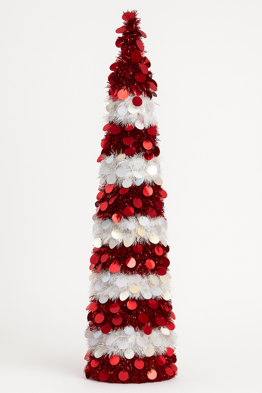 Goldline- Candy Glitzer Baum rot-weiß  150 cm