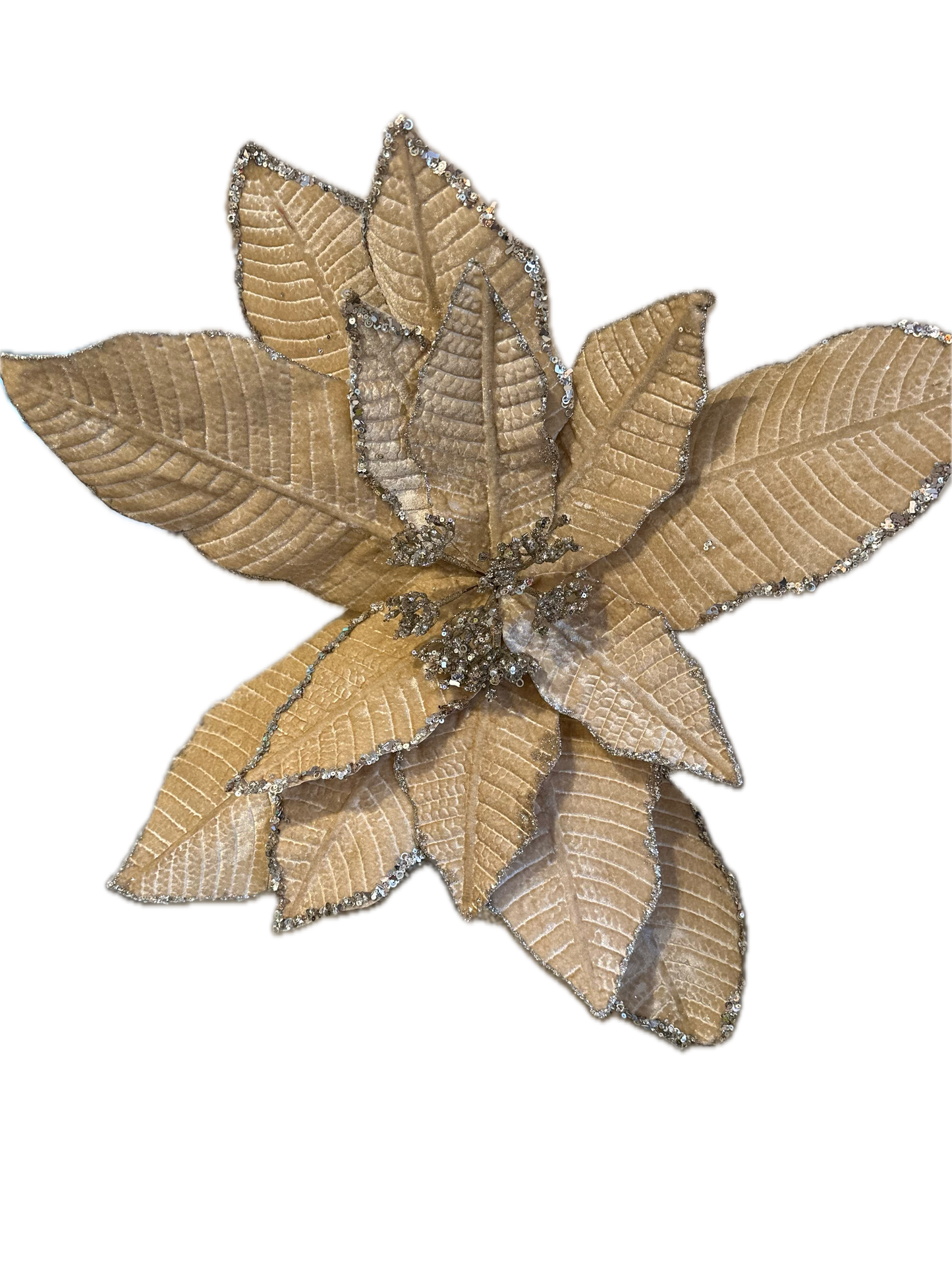 Goldline- XXL Blume beige Gold mit Stiel 80cm x 60 cm