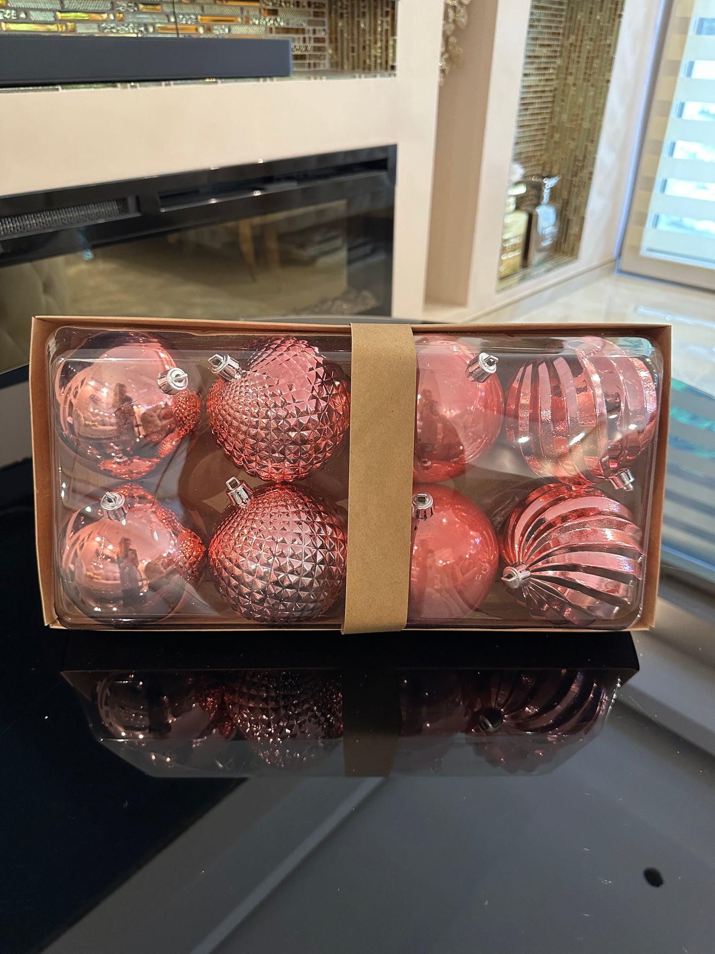 Goldline- Weihnachtskugeln rosa 8er Set 10cm