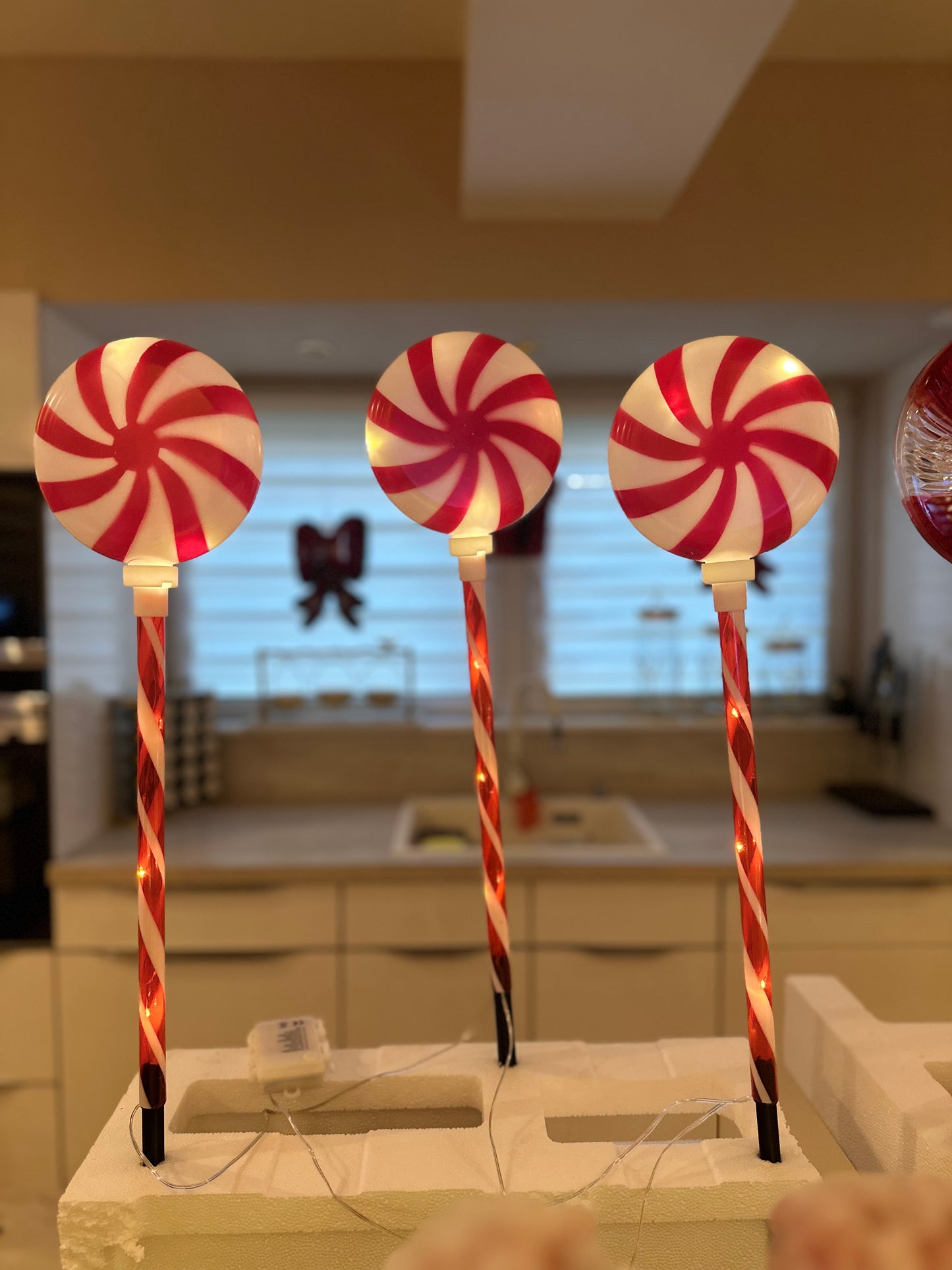 Goldline- Weihnachts Candy Lollis 3er set mit Beleuchtung 48 LEDs 60cm Indoor & Outdoor