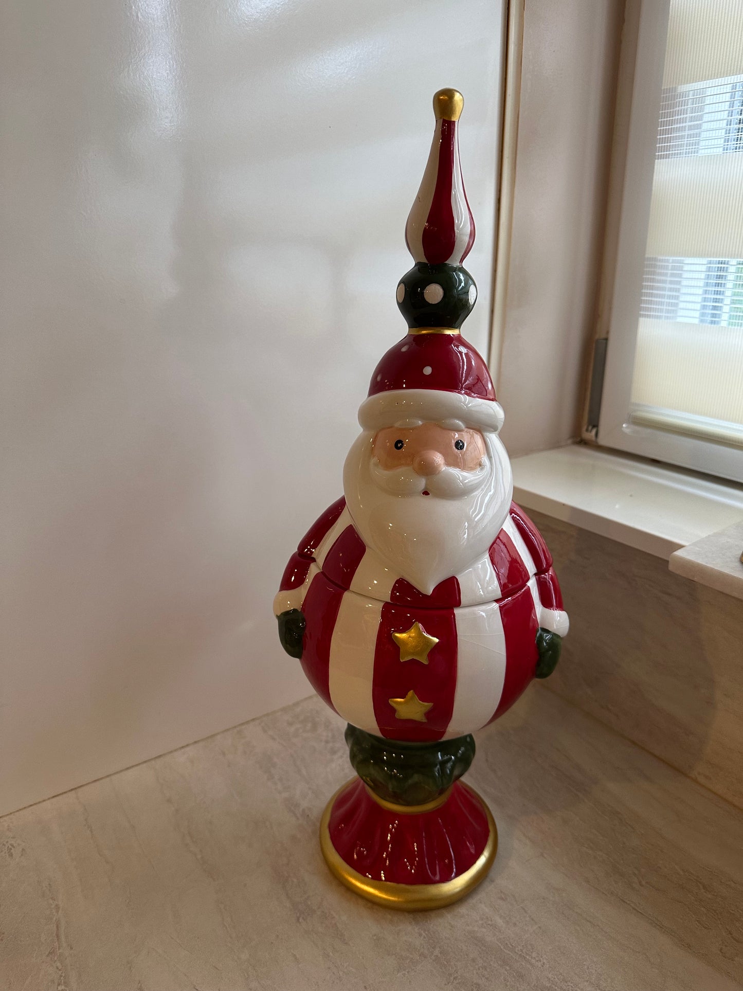 Goldline- Weihnachtsdeko Weihnachtsmann Keksdose/Aufbewahrung groß Keramik 18cm x 15,5cm x 47cm