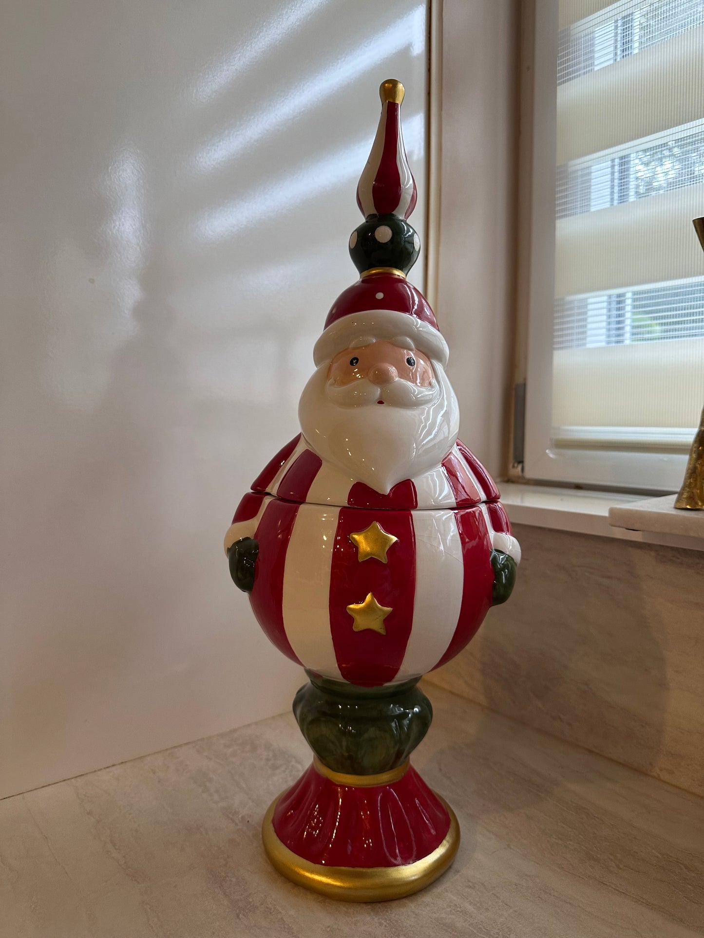 Goldline- Weihnachtsdeko Weihnachtsmann Keksdose/Aufbewahrung groß Keramik 18cm x 15,5cm x 47cm