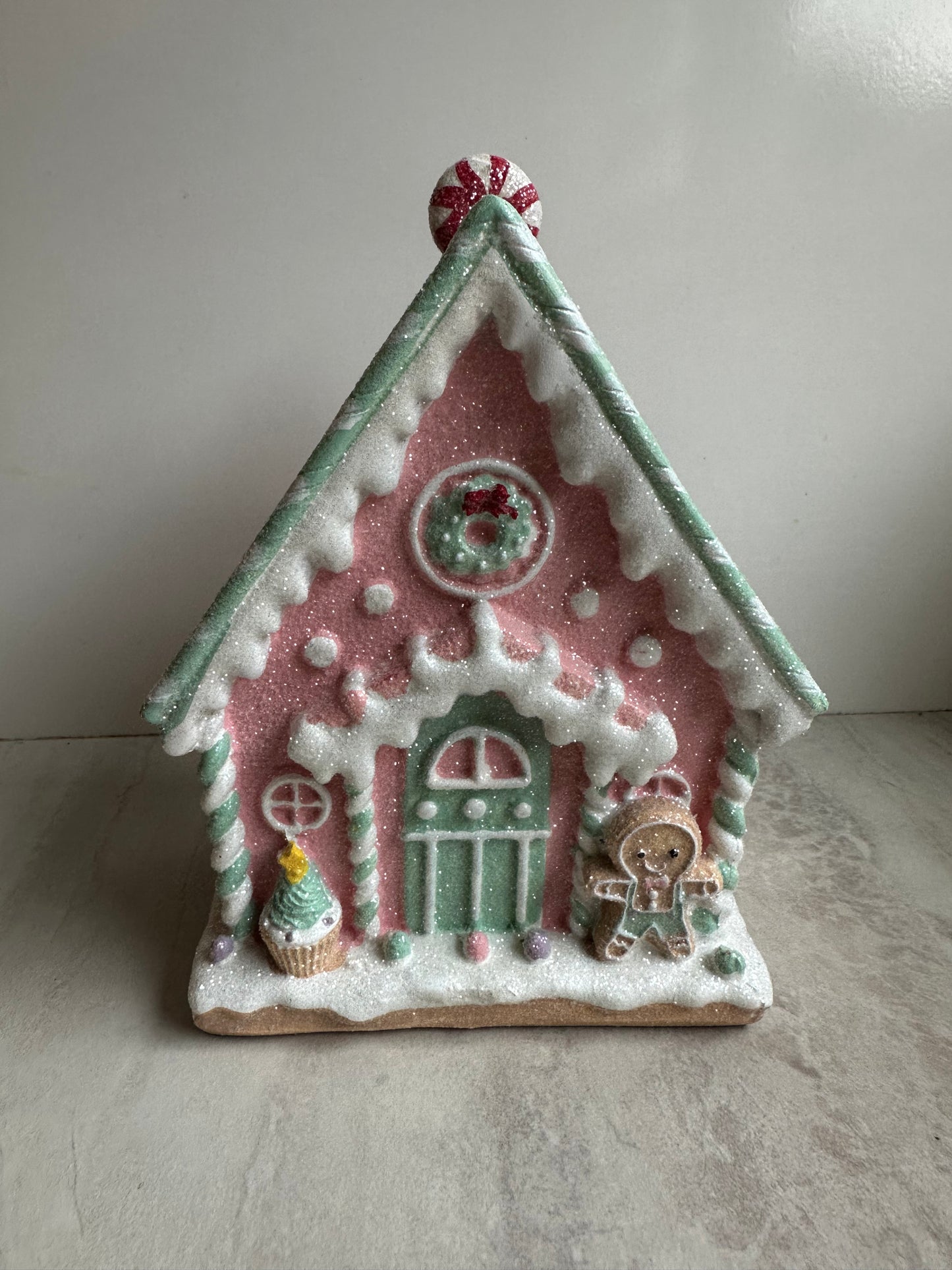 Goldline- Candy Pastell Leckuchenhaus mit Glitzer 12cm x 10cm x 16cm
