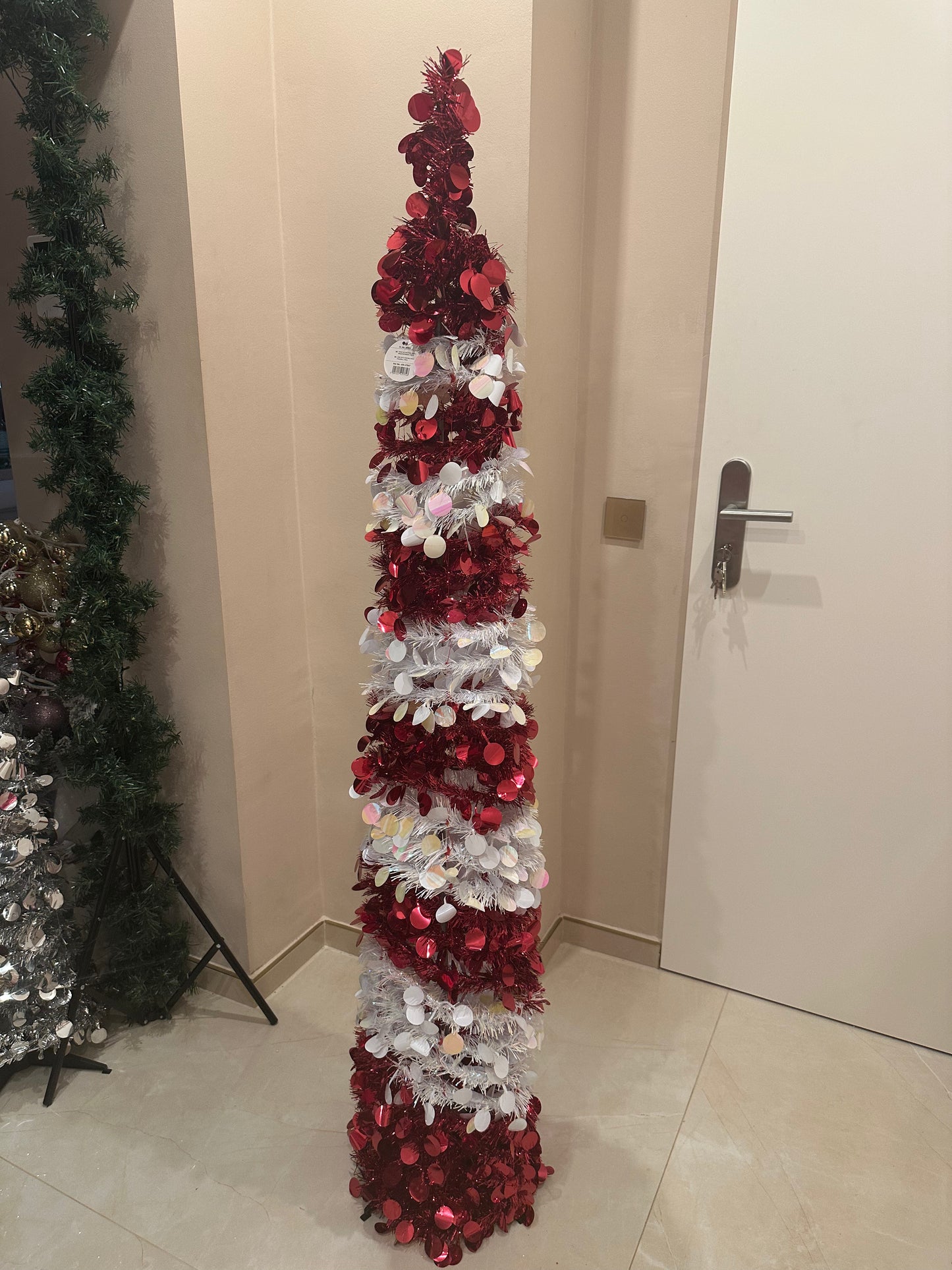 Goldline- Candy Glitzer Baum rot-weiß  150 cm