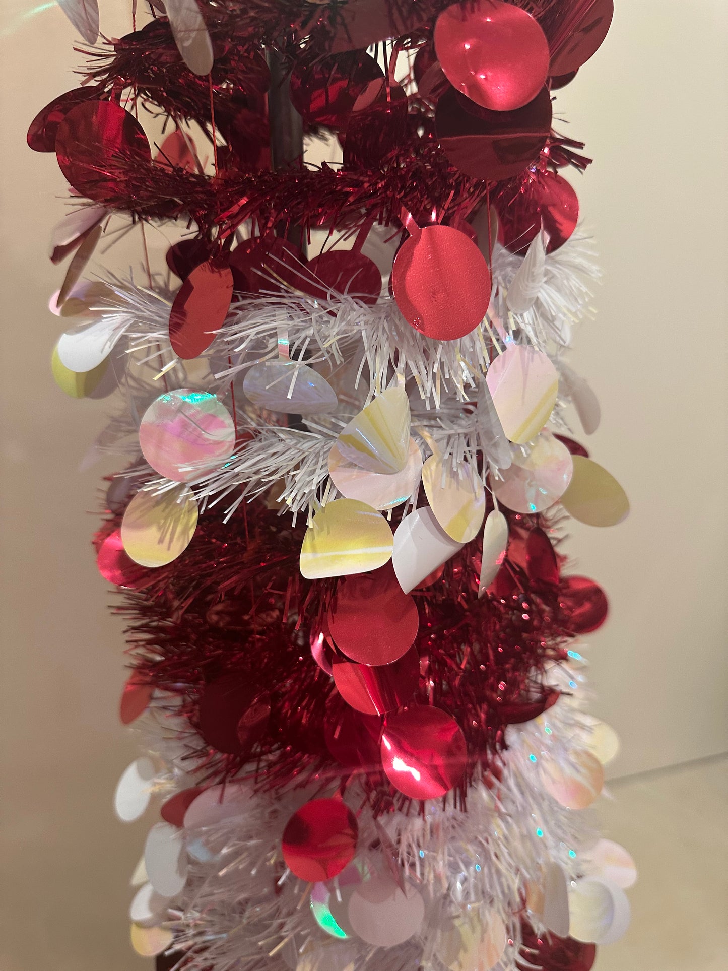 Goldline- Candy Glitzer Baum rot-weiß  150 cm