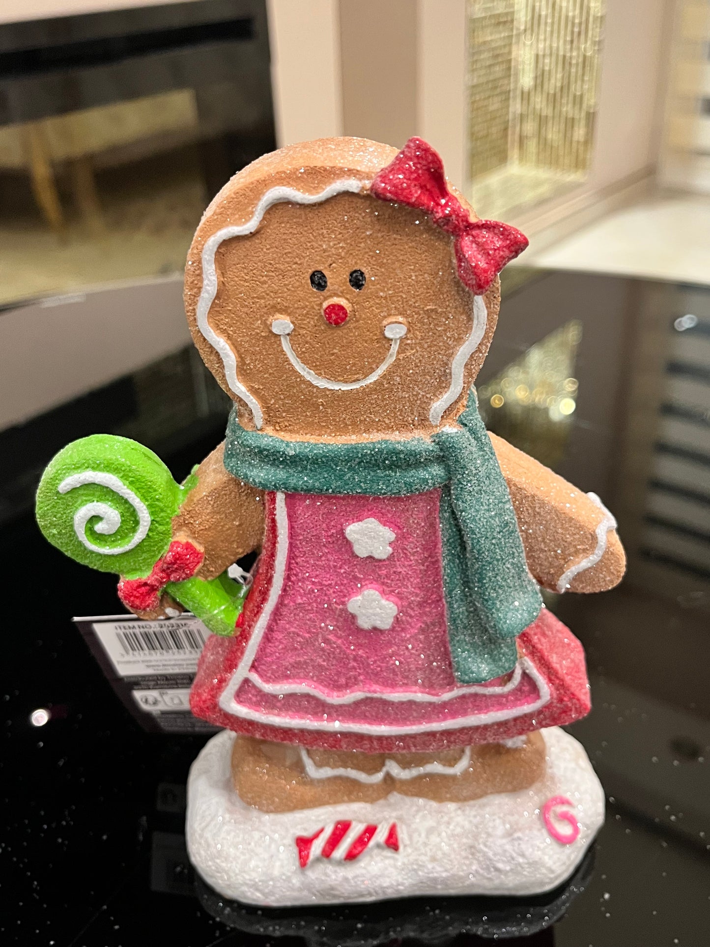 Goldline-Candy Lebkuchen 2er Figuren Set (Junge + Mädchen, Polyresin) mit Glitzer, 13,5 x 6,5 x 22 cm