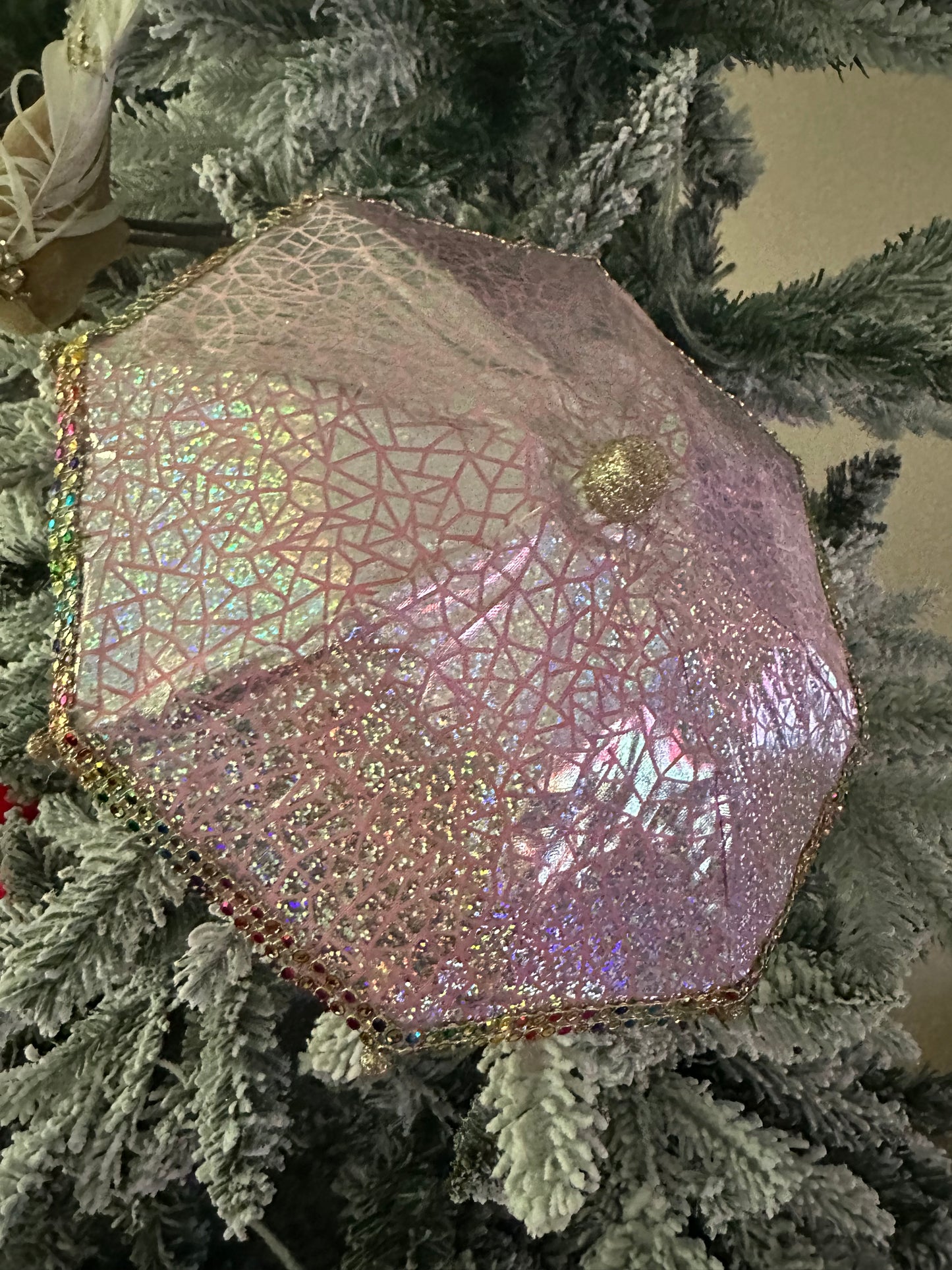 Goldline- Deko Schirm rosa mit Glitzer, Baumschmuck, 26 x 23 cm