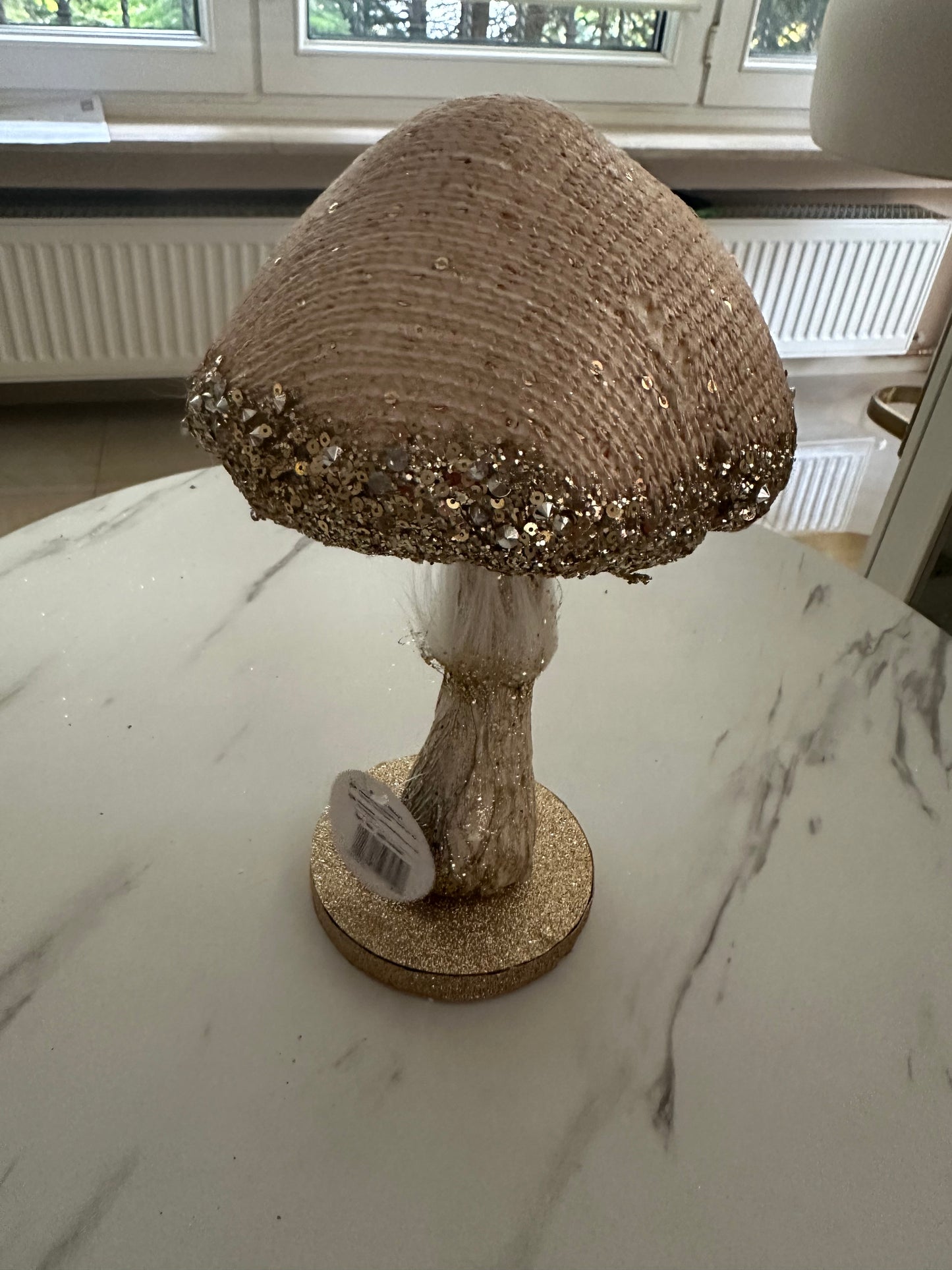 Goldline- Deko Pilz in Beige mit Glitzer 16 x 16 x 26 cm