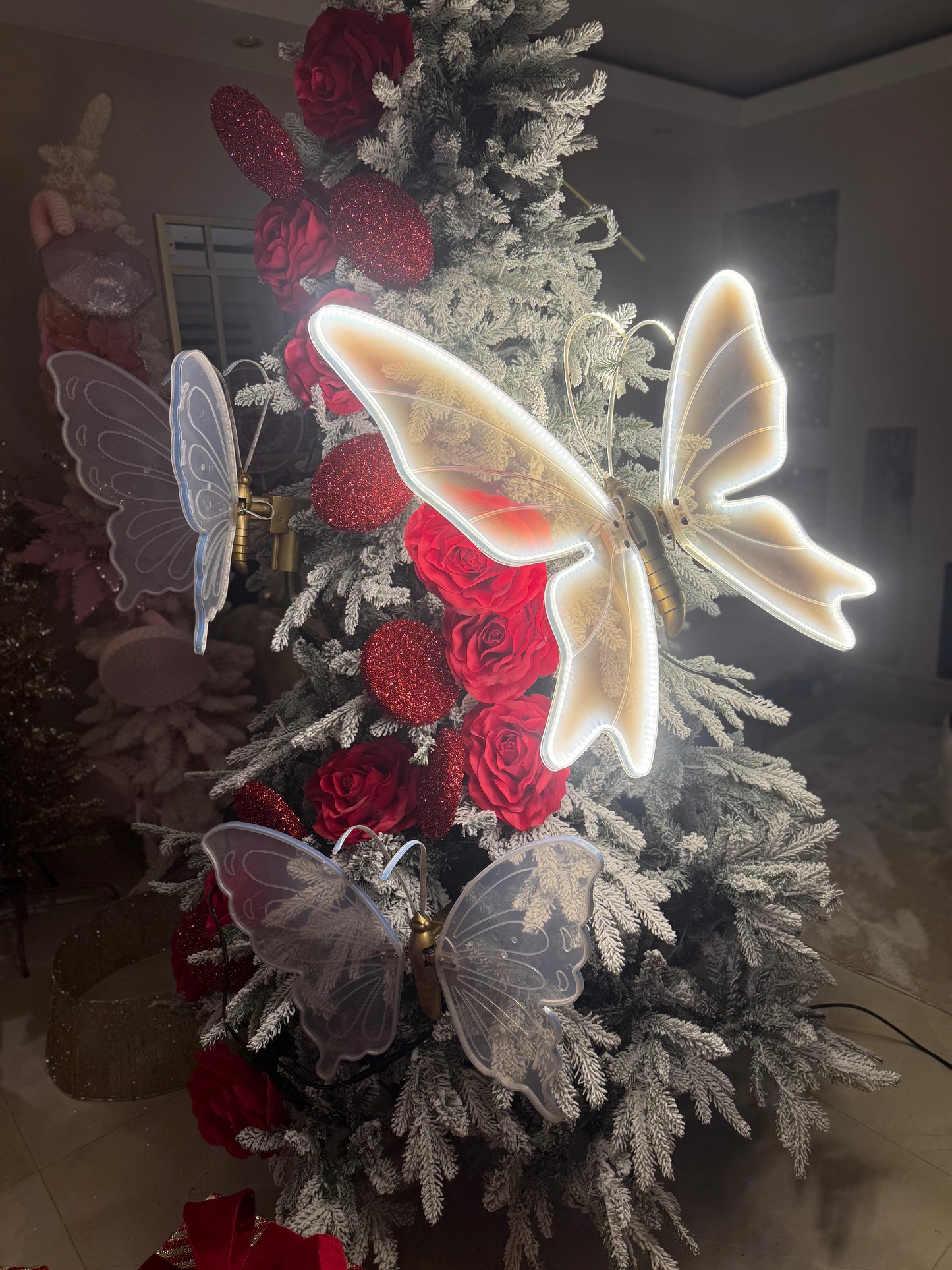 Goldline- LED Schmetterling beweglich XXL 80 cm warmweiße Beleuchtung 3m Kabel 120 LEDs In-Outdoor