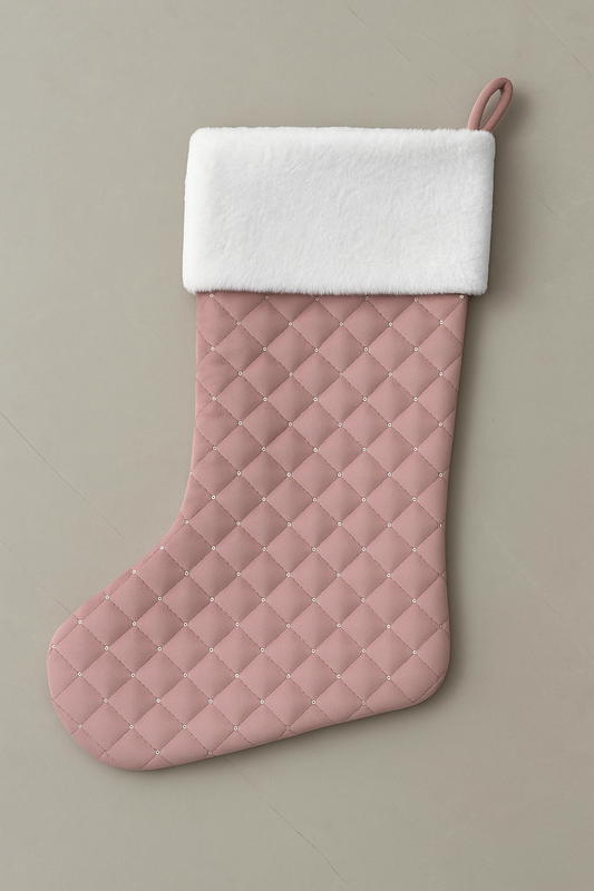 Goldline- Weihnachts Kaminsocke in rosa-weiß , 49 cm