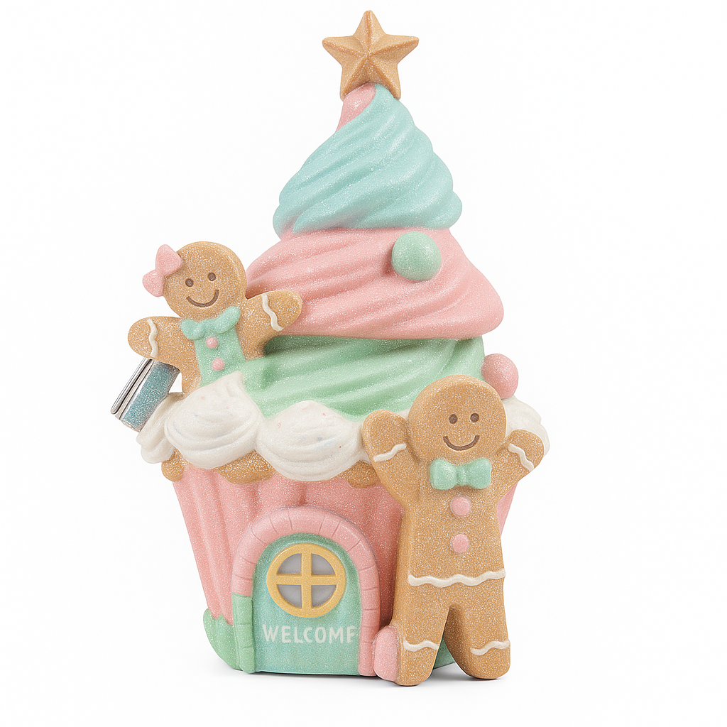 Goldline- Candy Pastell Ice Cream Haus mit Lebkuchen Design und glitzer, 13,5 x 13 x 21 cm