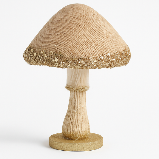 Goldline- Deko Pilz in Beige mit Glitzer 16 x 16 x 26 cm