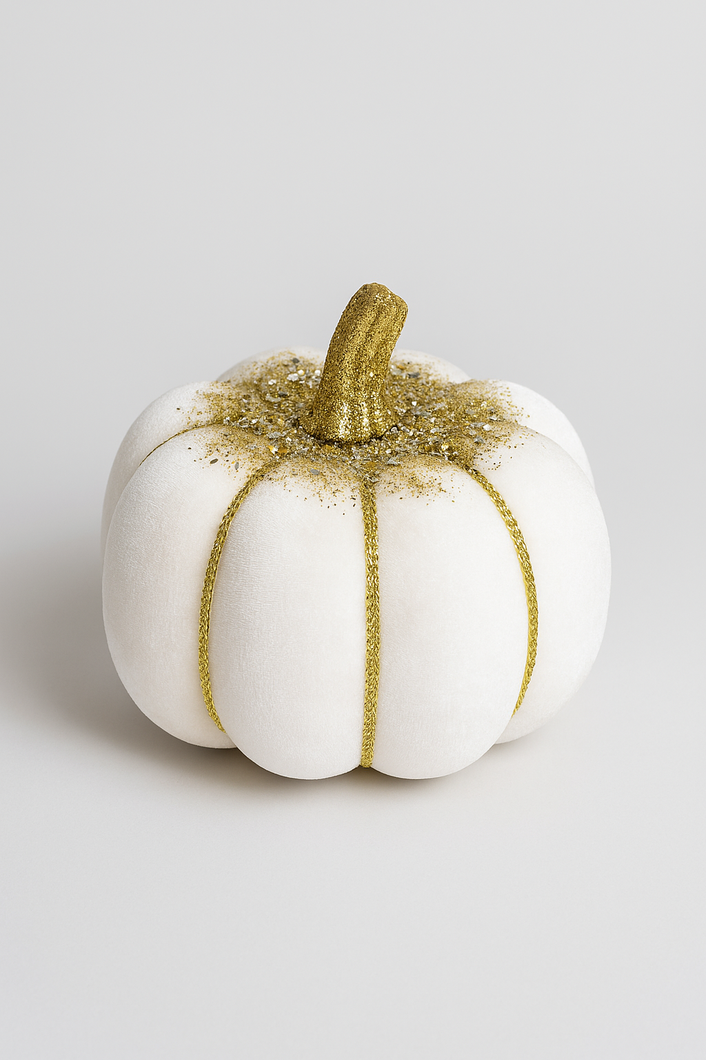 Goldline- Deko Kürbis Weiß Gold mit Glitzer aus Samt, 20 cm