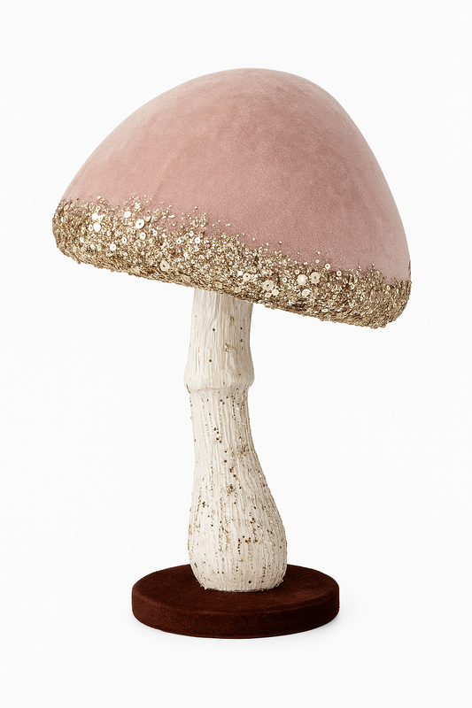 Goldline- Deko Pilz in Hellrosa aus Samt mit Glitzer 16 x 16 x 26 cm